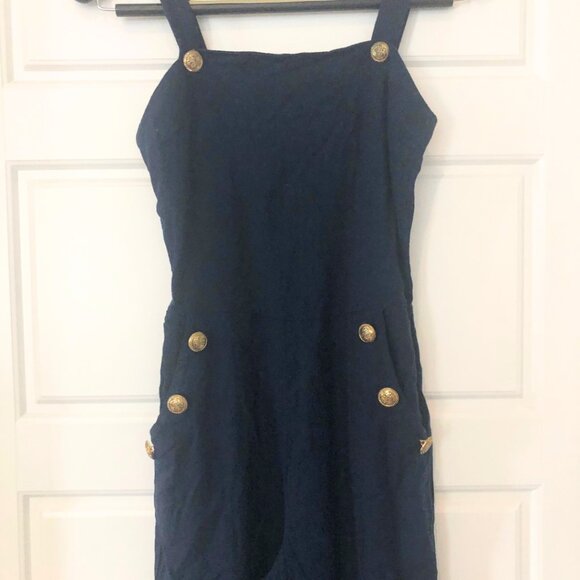 Linen Blend Wide Leg Cropped Overalls Monteau - Picture 2 of 7